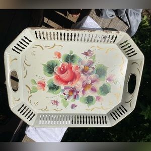 Vintage Metal Tray (hand painted)